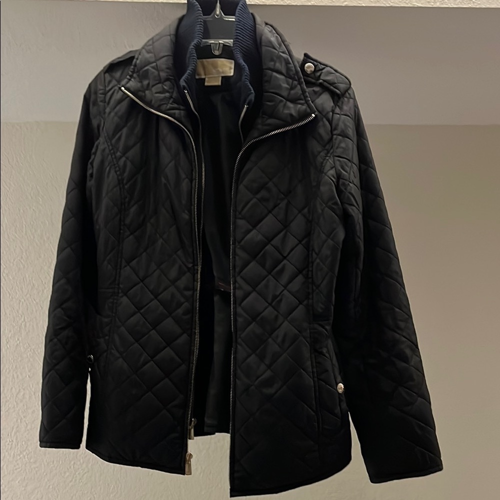 Michael Kors Black Quilted Puffer Jacket with High Collar